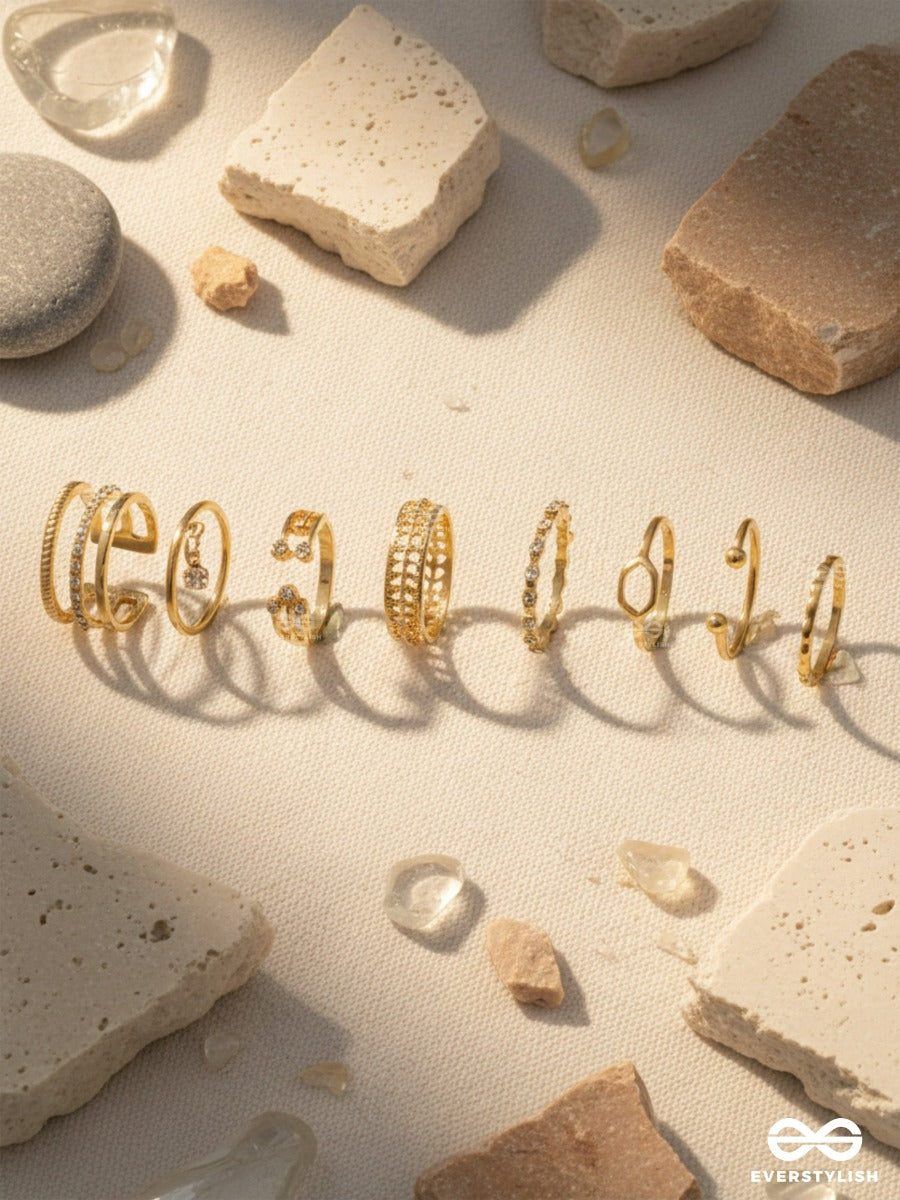 Curve & Shine - Modern Gold Ring Set