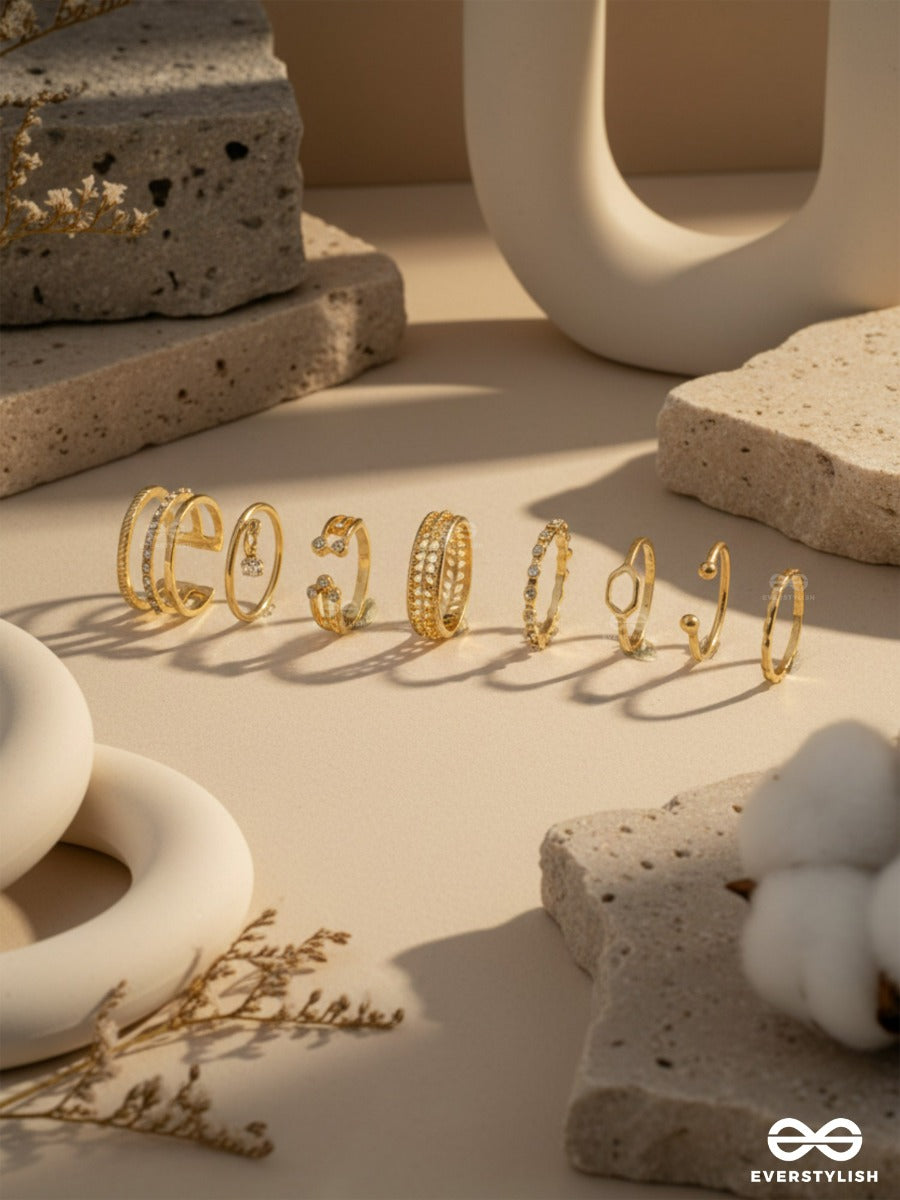 Curve & Shine - Modern Gold Ring Set