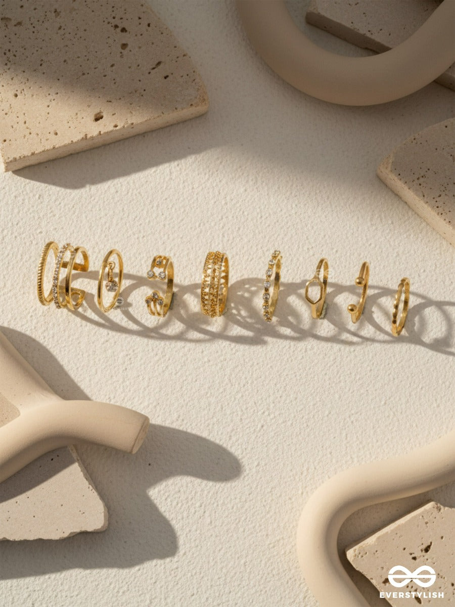 Curve & Shine - Modern Gold Ring Set