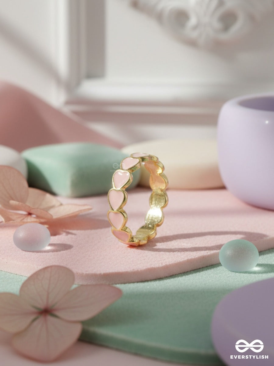 Blush Hearts - Enamelled Gold Ring