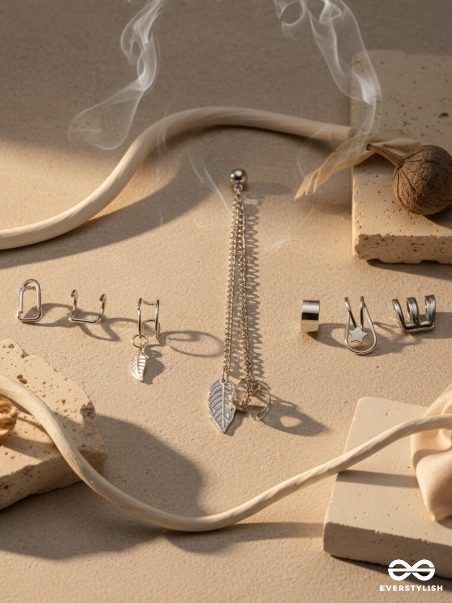 Terra Whisper - Asymmetric Silver Earcuff Set
