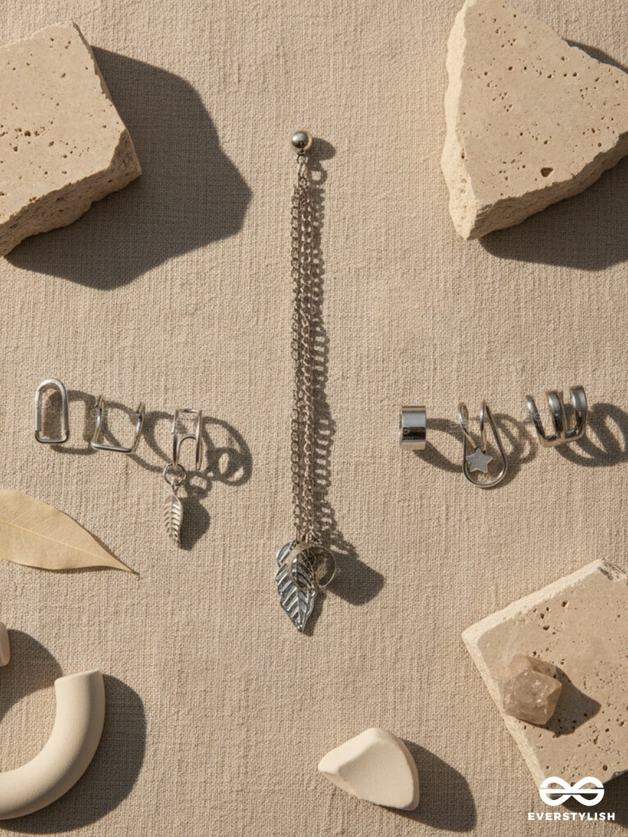 Terra Whisper - Asymmetric Silver Earcuff Set