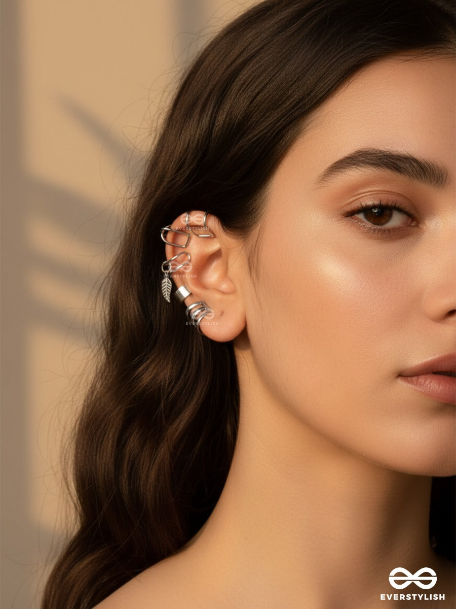 Terra Whisper - Asymmetric Silver Earcuff Set
