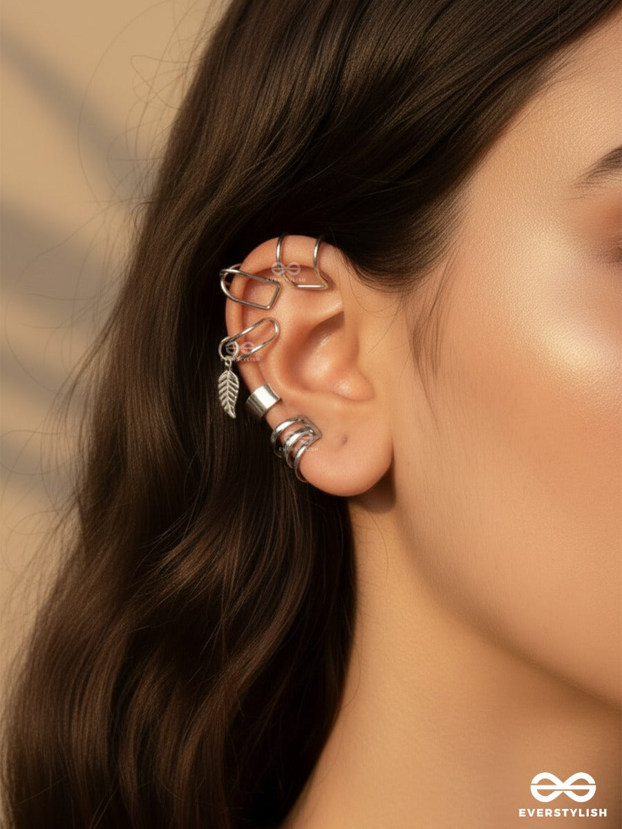 Terra Whisper - Asymmetric Silver Earcuff Set