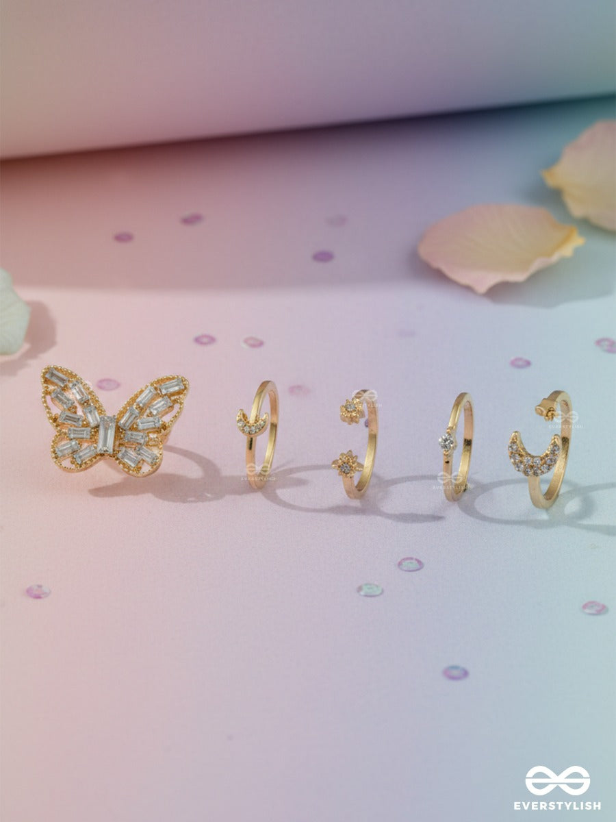 Wings & Wishes - Dainty Motif Ring Set