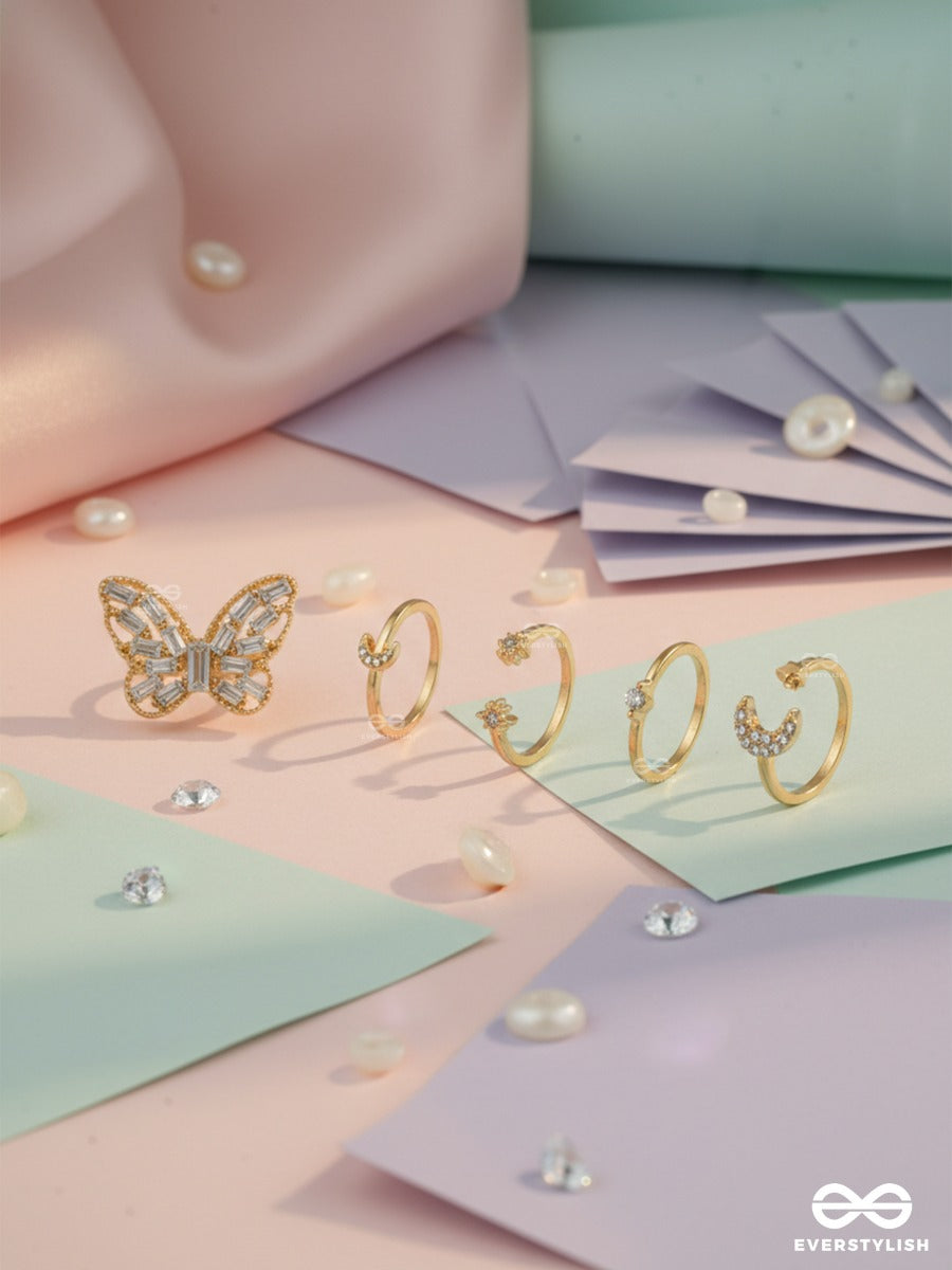Wings & Wishes - Dainty Motif Ring Set