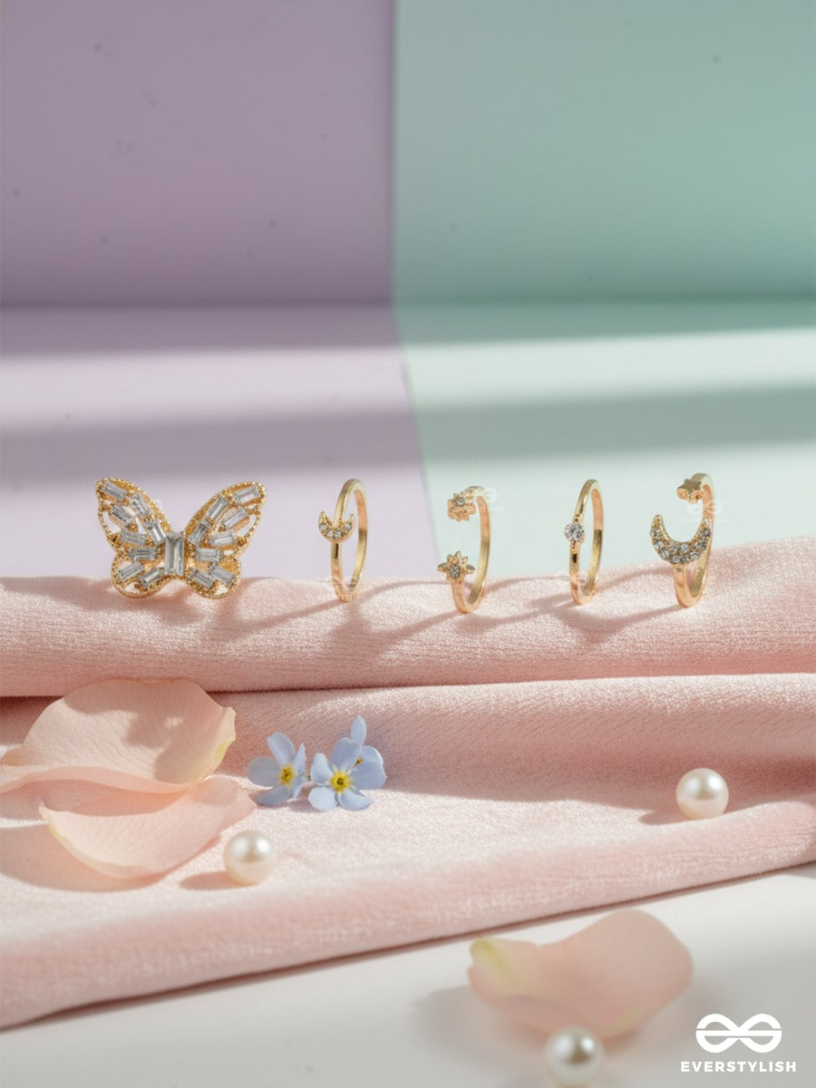 Wings & Wishes - Dainty Motif Ring Set