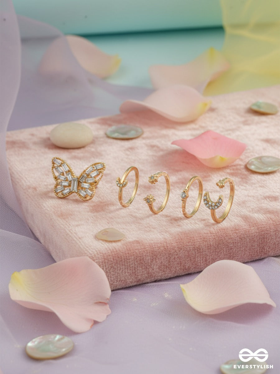 Wings & Wishes - Dainty Motif Ring Set