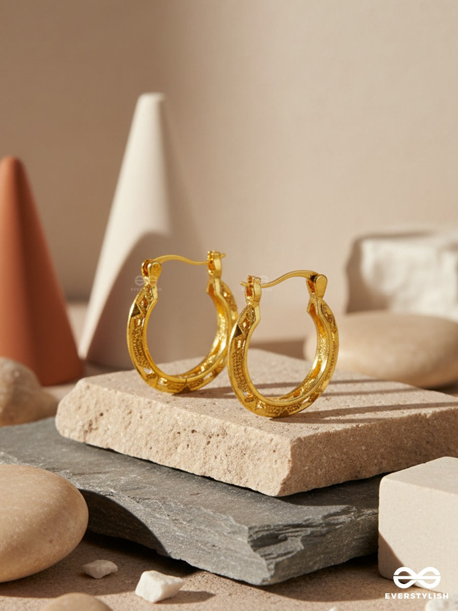 Gold Ripple - Modern Hoop Earrings