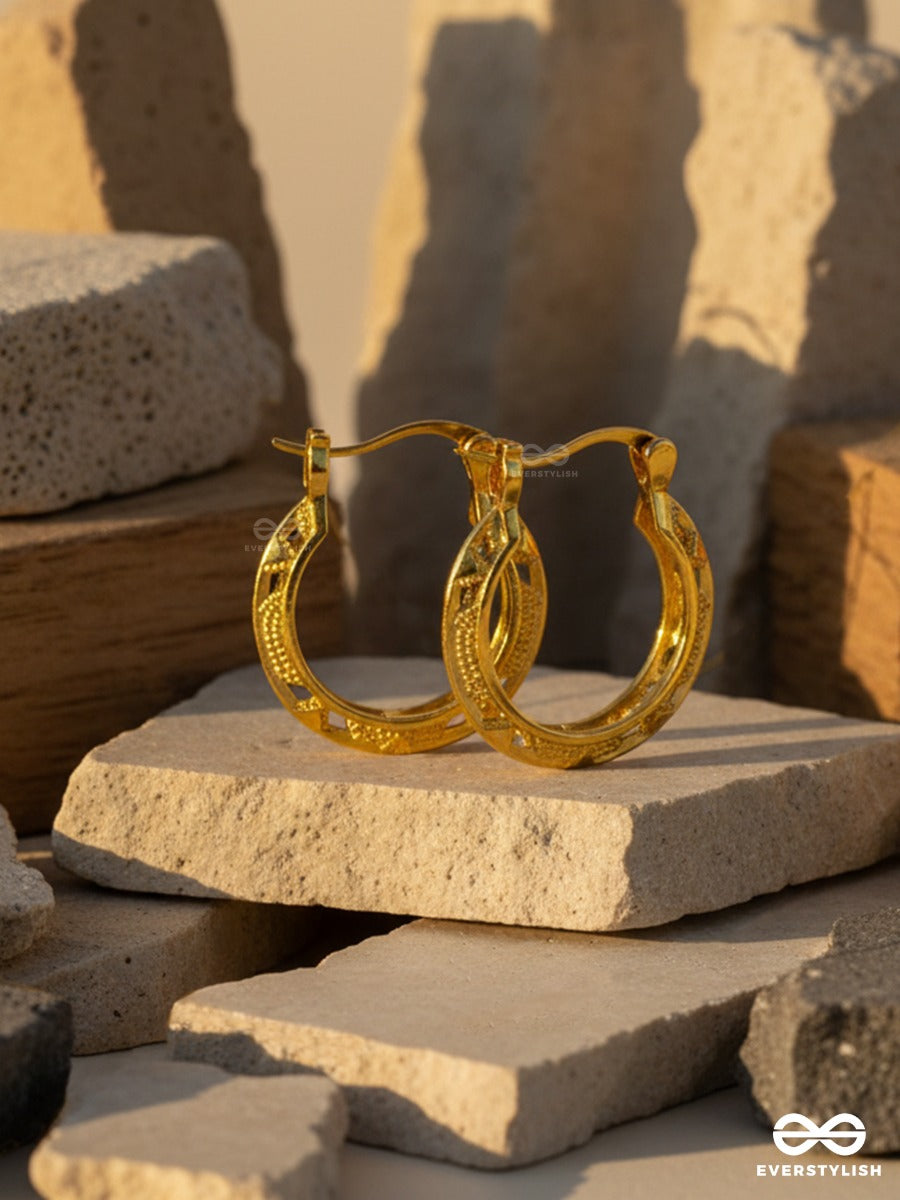 Gold Ripple - Modern Hoop Earrings