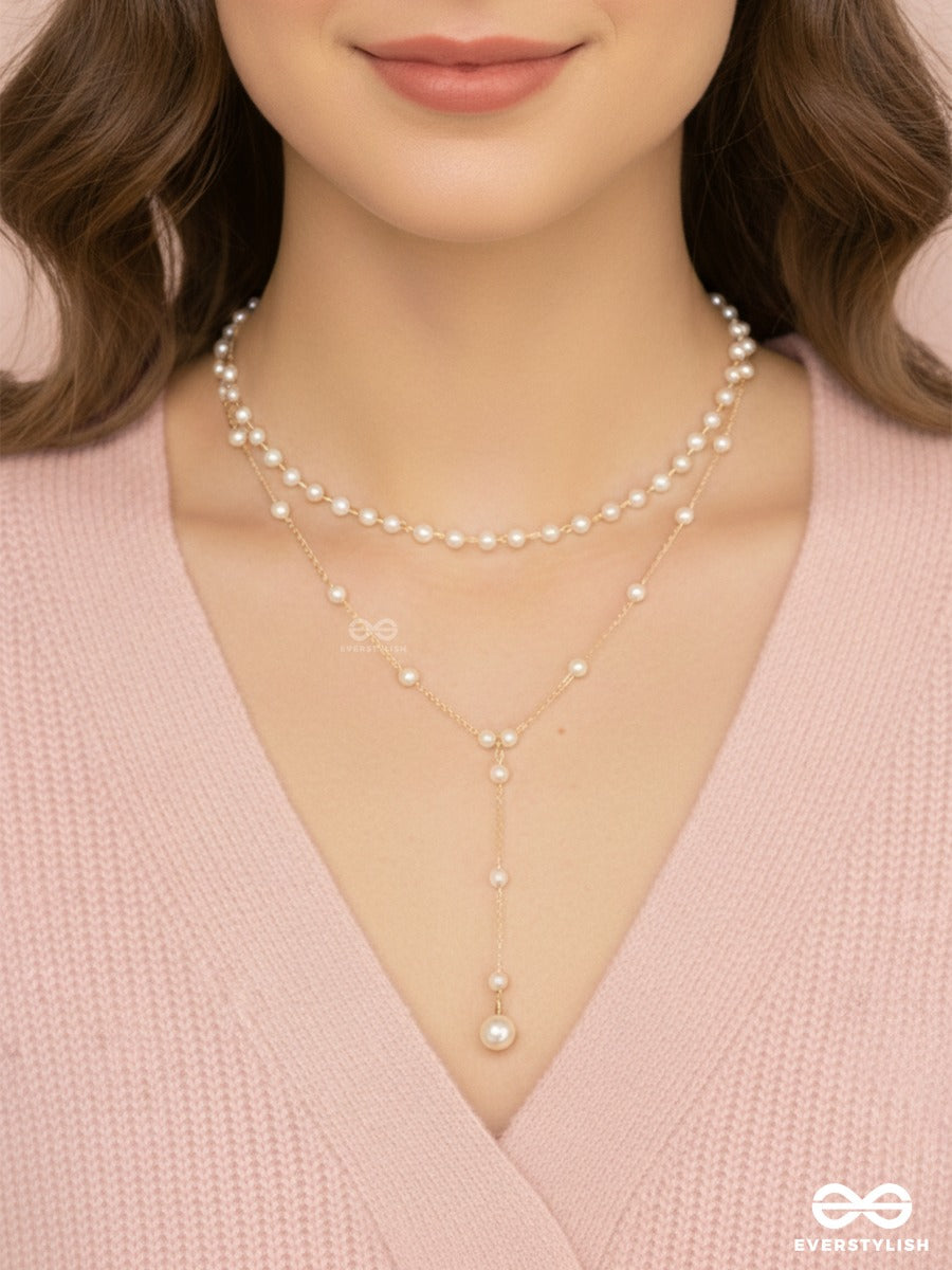 Ivory Cascade - Double Layered Pearl Necklace