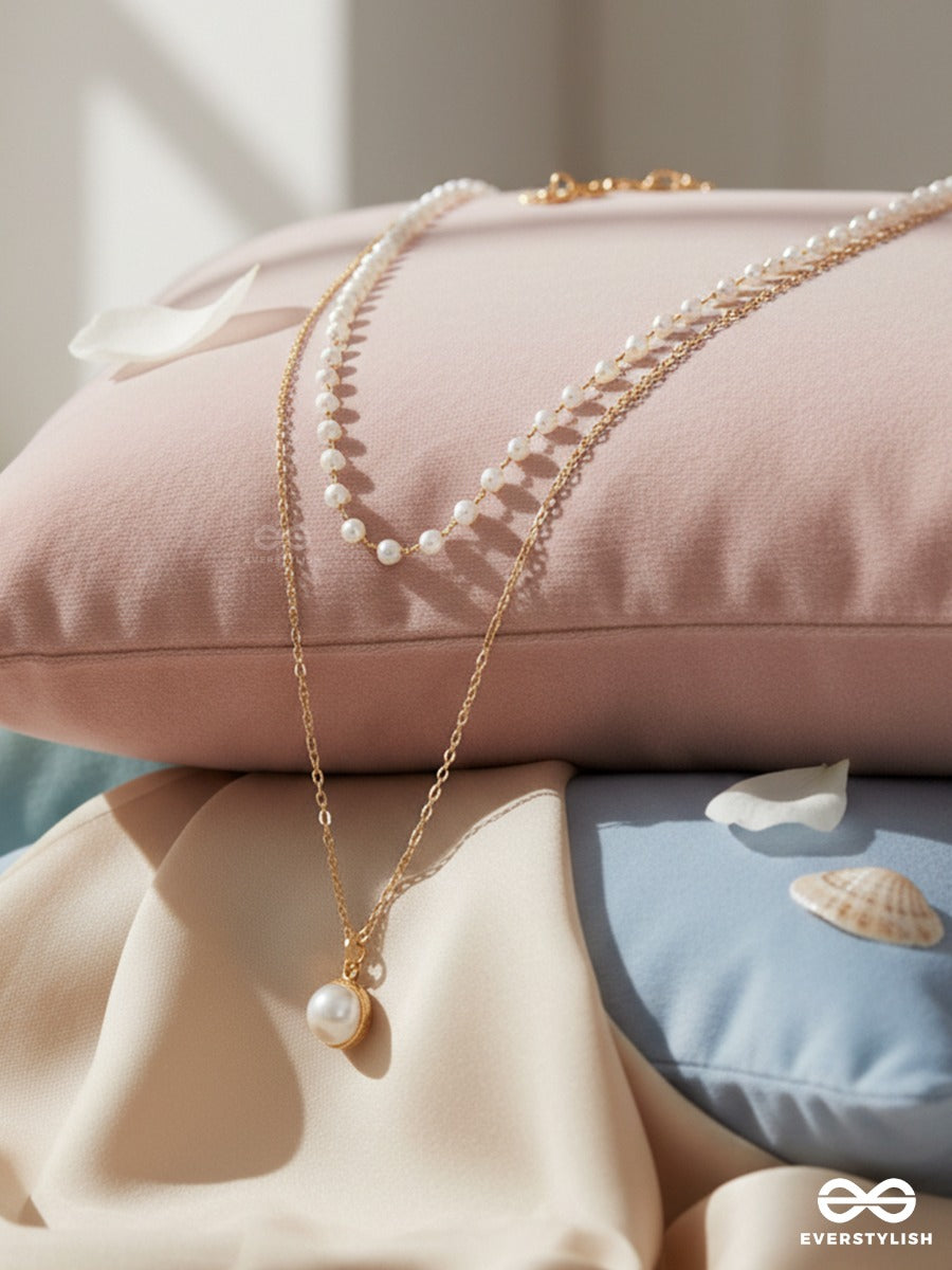Double Trace - Pearl Layered Gold Necklace