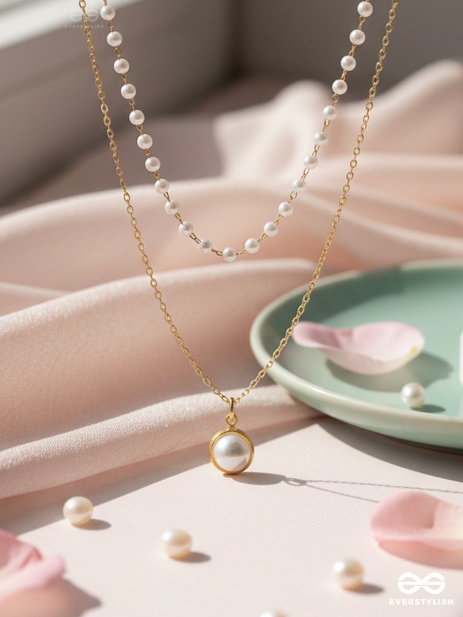 Double Trace - Pearl Layered Gold Necklace