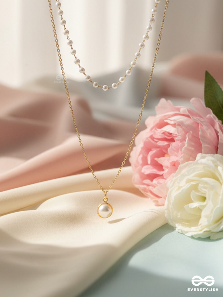 Double Trace - Pearl Layered Gold Necklace