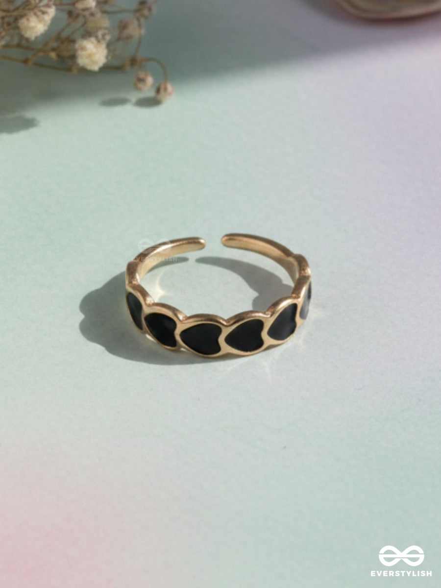 Midnight Hearts - Enamel Open Ring