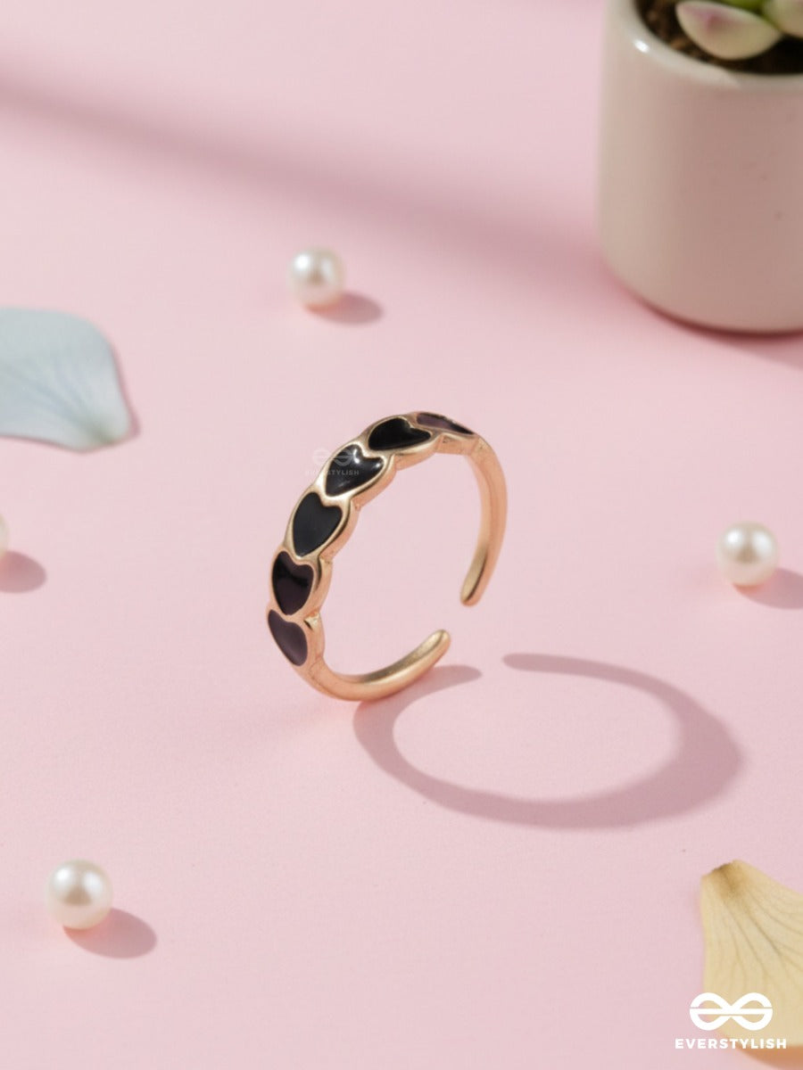 Midnight Hearts - Enamel Open Ring