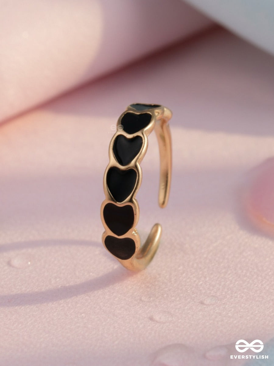 Midnight Hearts - Enamel Open Ring
