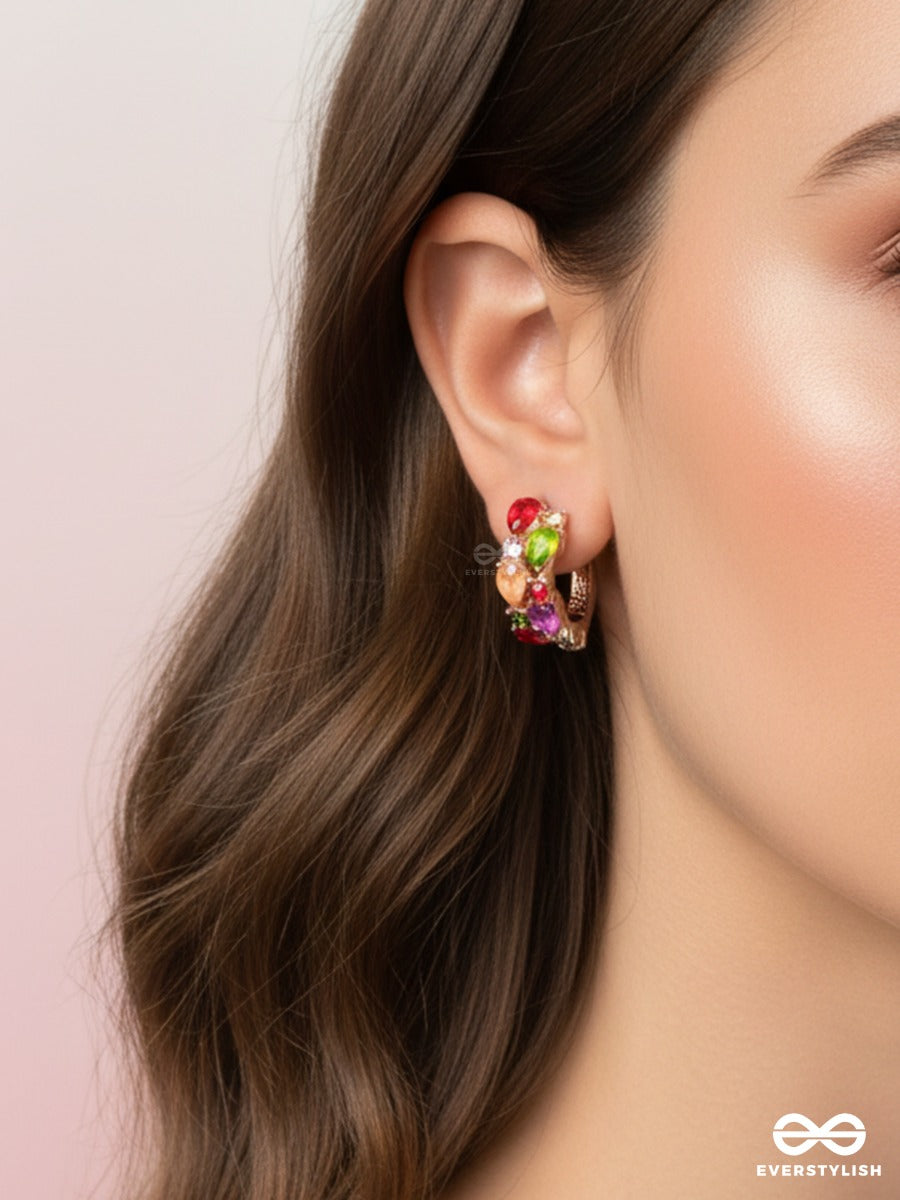 Gem Confetti - Multi-Stone Hoop Earrings