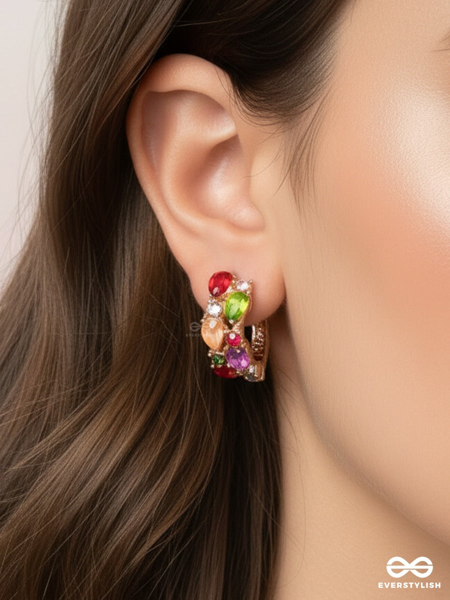 Gem Confetti - Multi-Stone Hoop Earrings