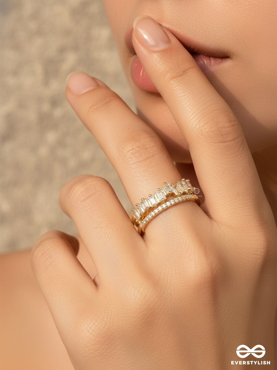 Crystal Crest - Sculpted Gold Ring