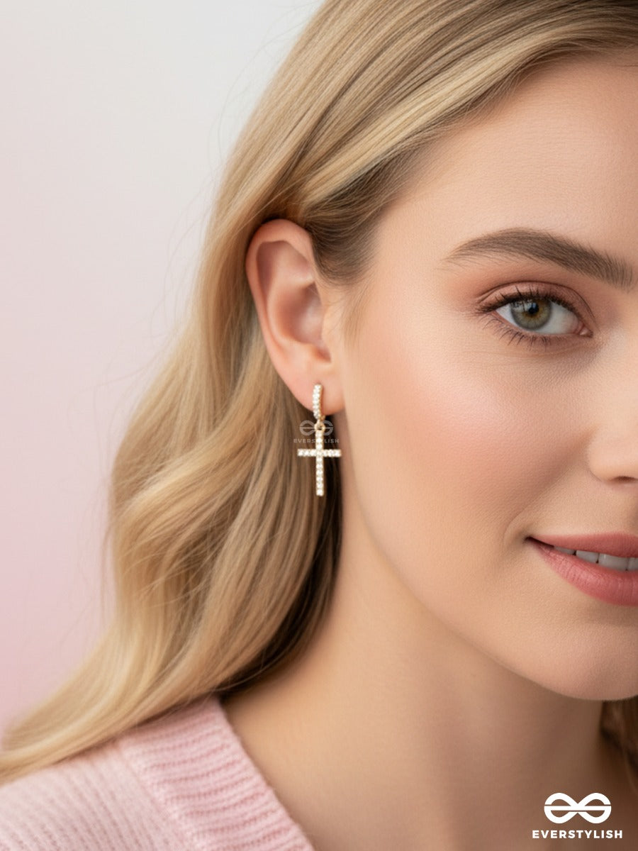 Radiant Reverie - Dainty Cross Drop Earrings