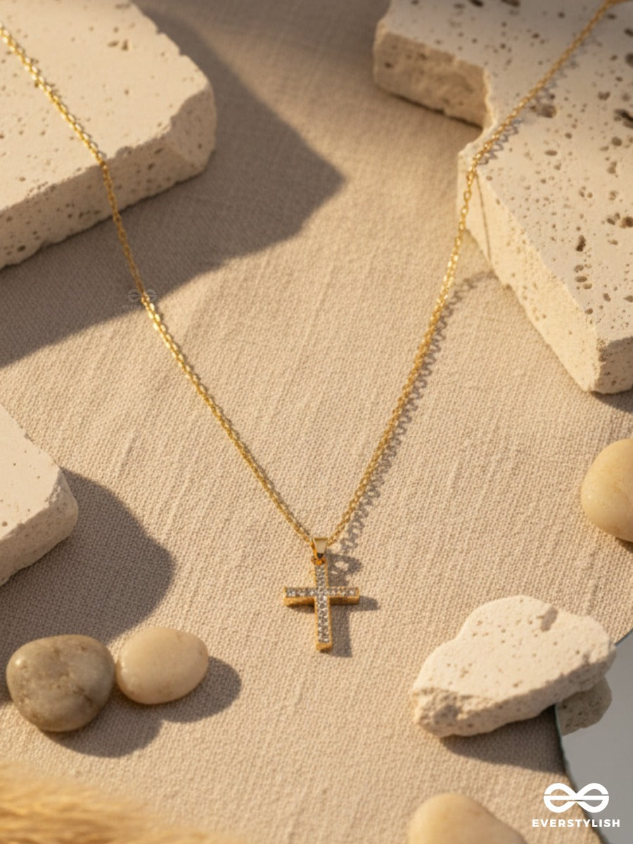 Divine Line - Crystal Cross Necklace