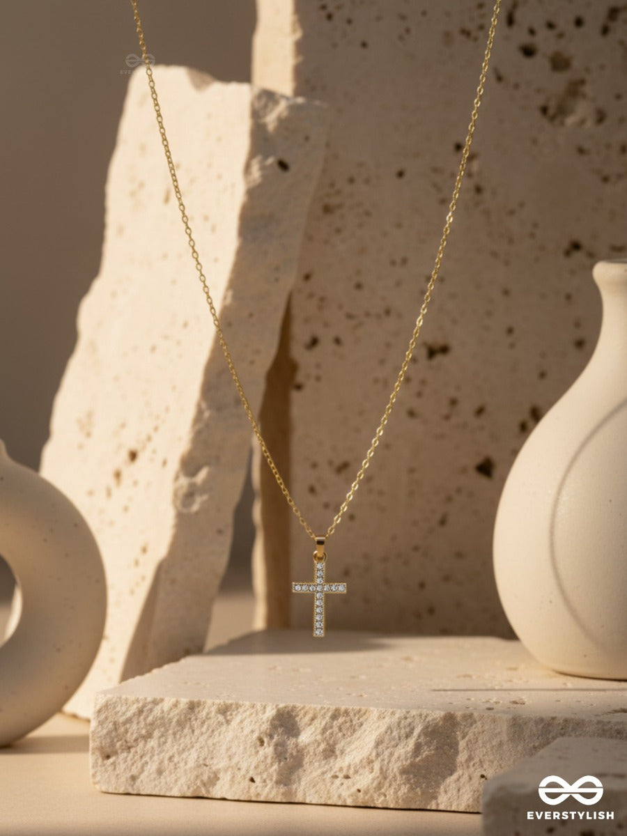 Divine Line - Crystal Cross Necklace
