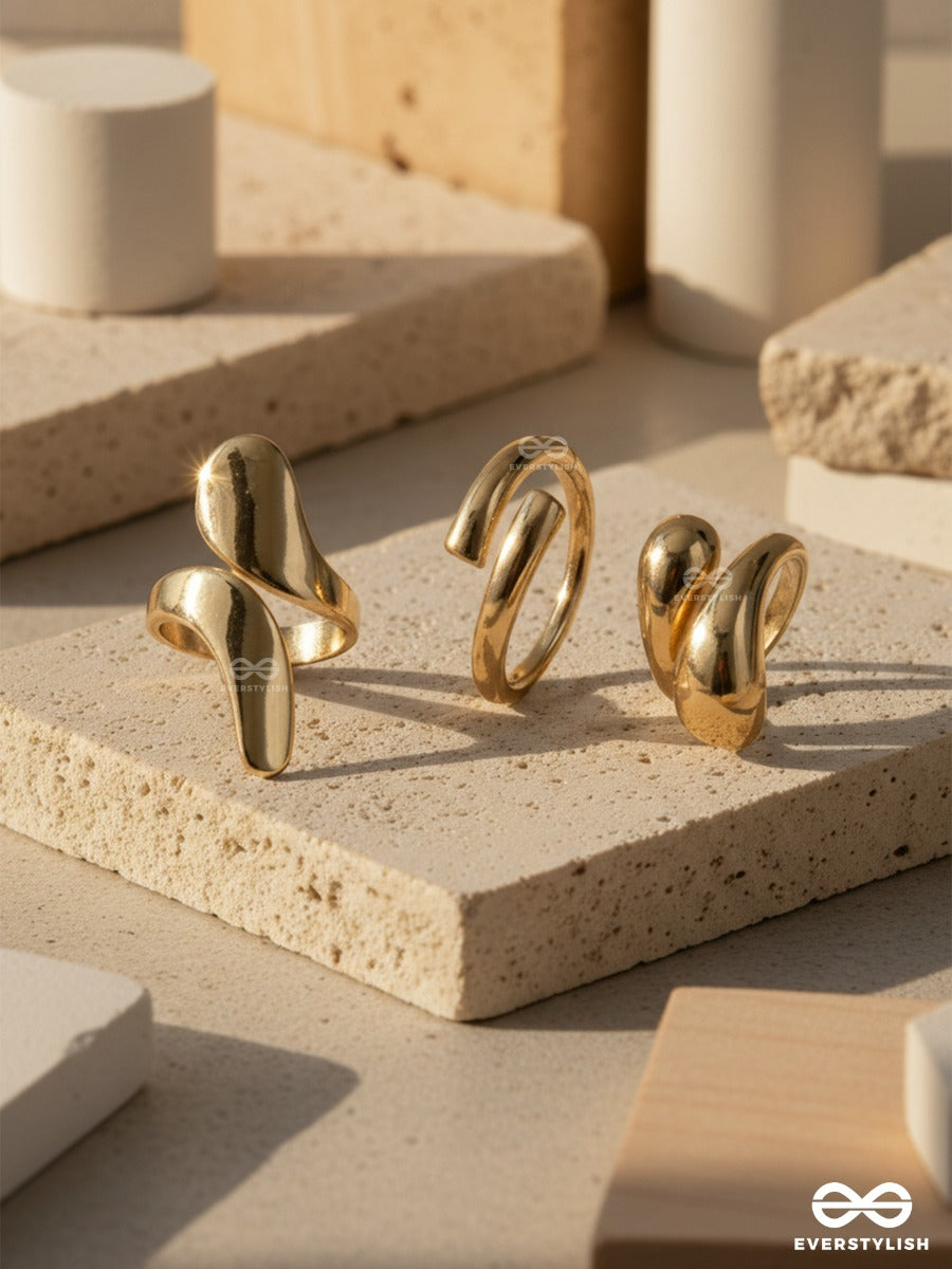 Melt Curve - Contemporary Gold Ring Set