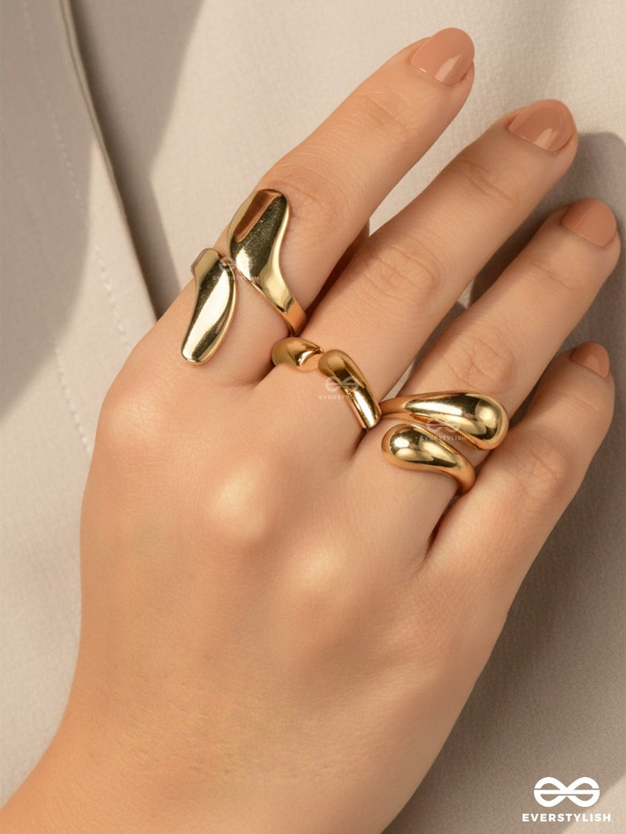 Melt Curve - Contemporary Gold Ring Set