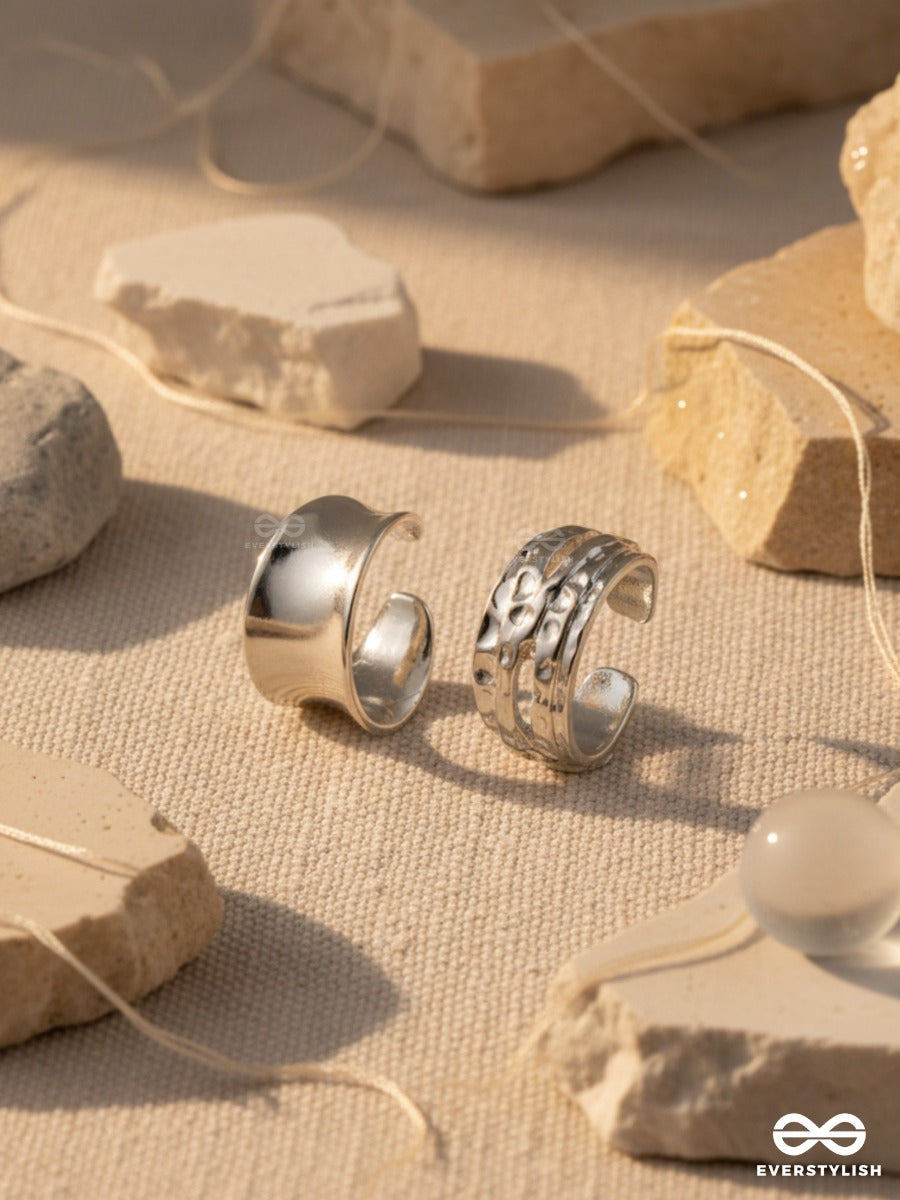 The Bold Silver - Cuff Ring Set