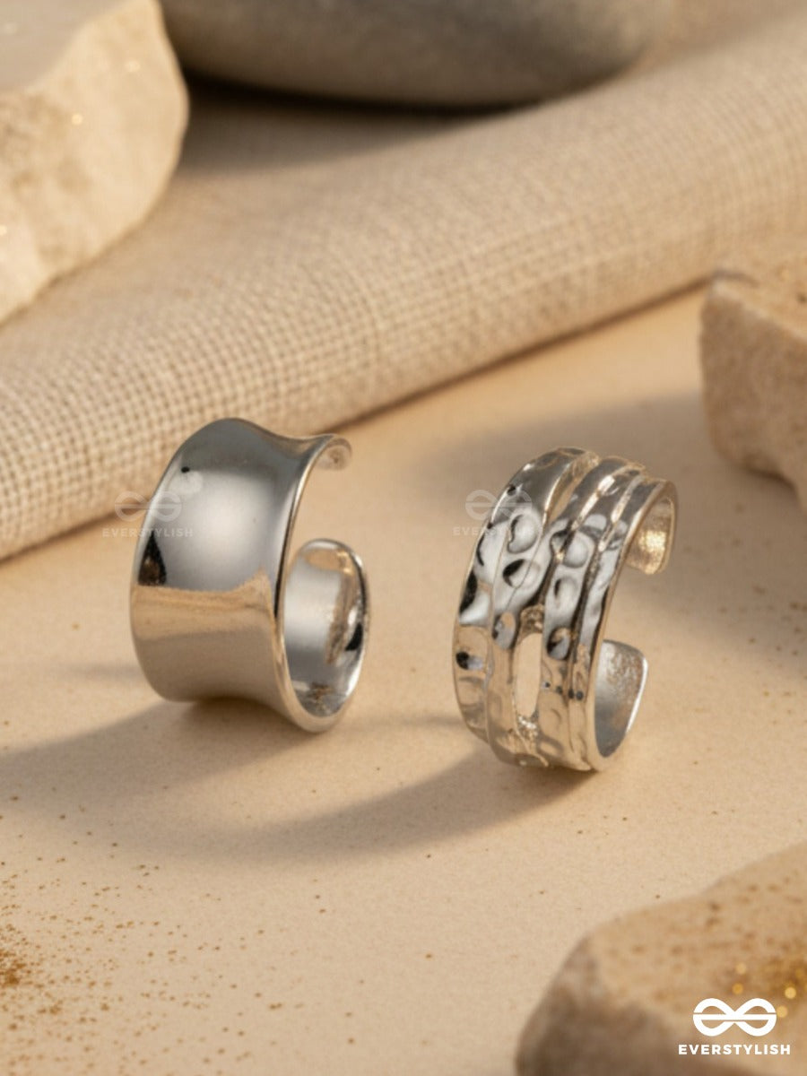 The Bold Silver - Cuff Ring Set