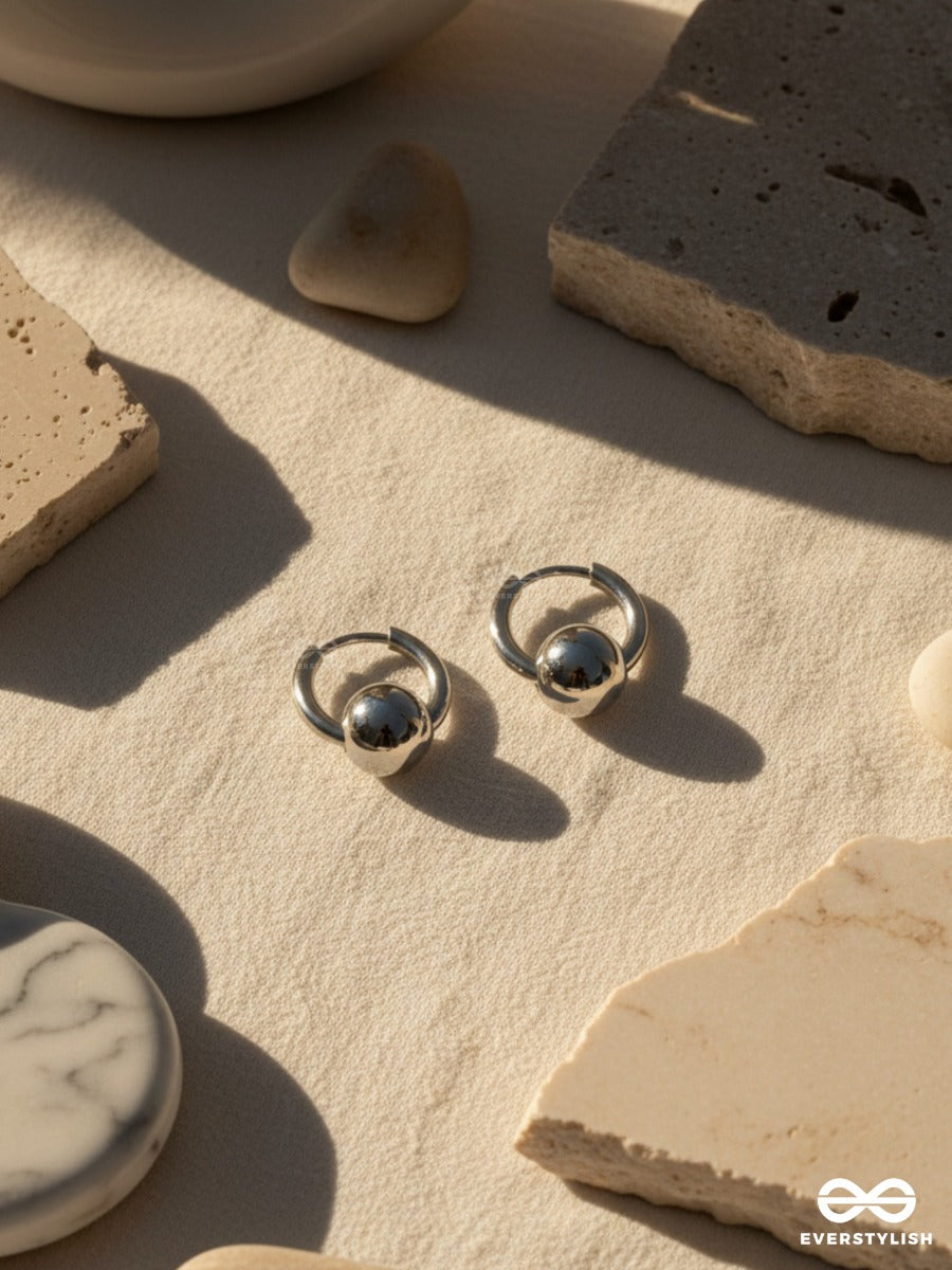 Silver Nod - Soft Curved Hoops With Round Detail
