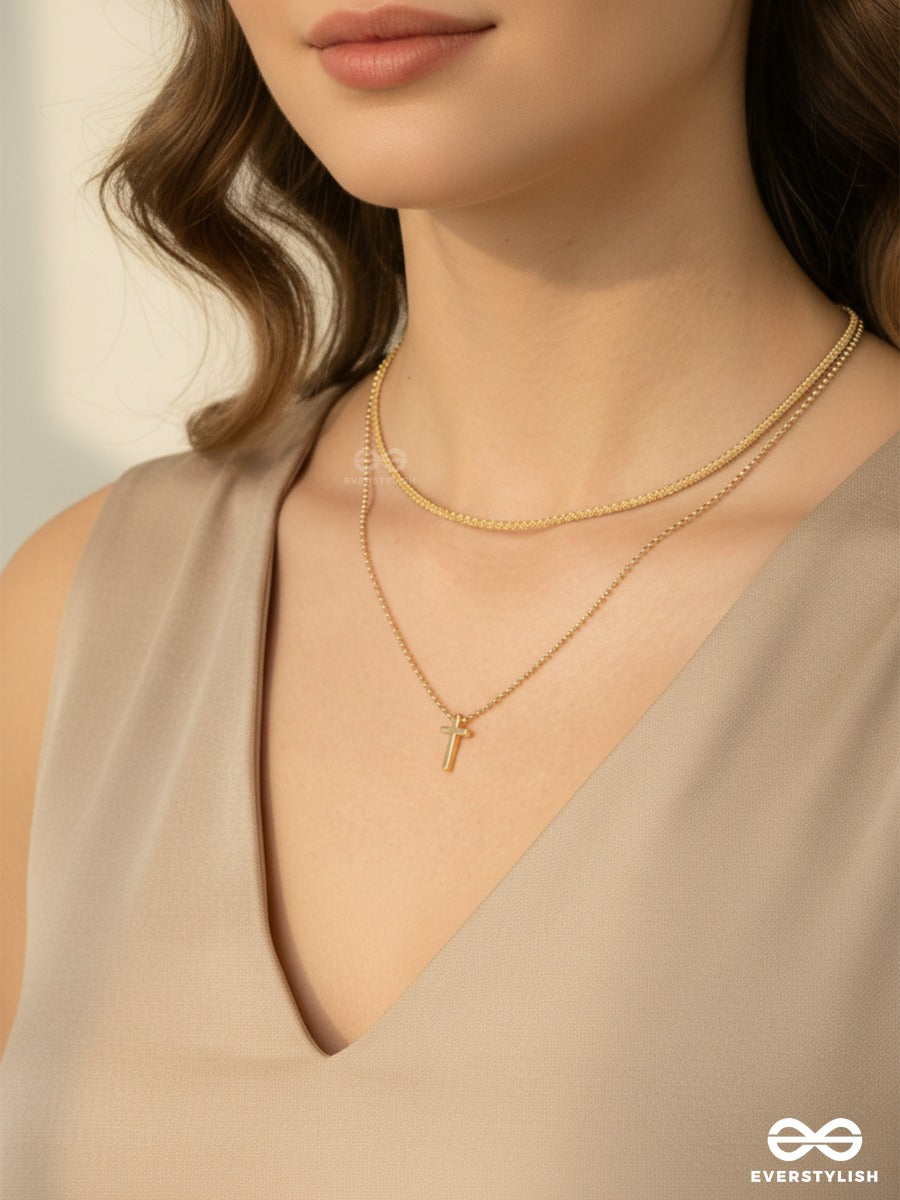 Cross Trace - Minimal Layered Necklace