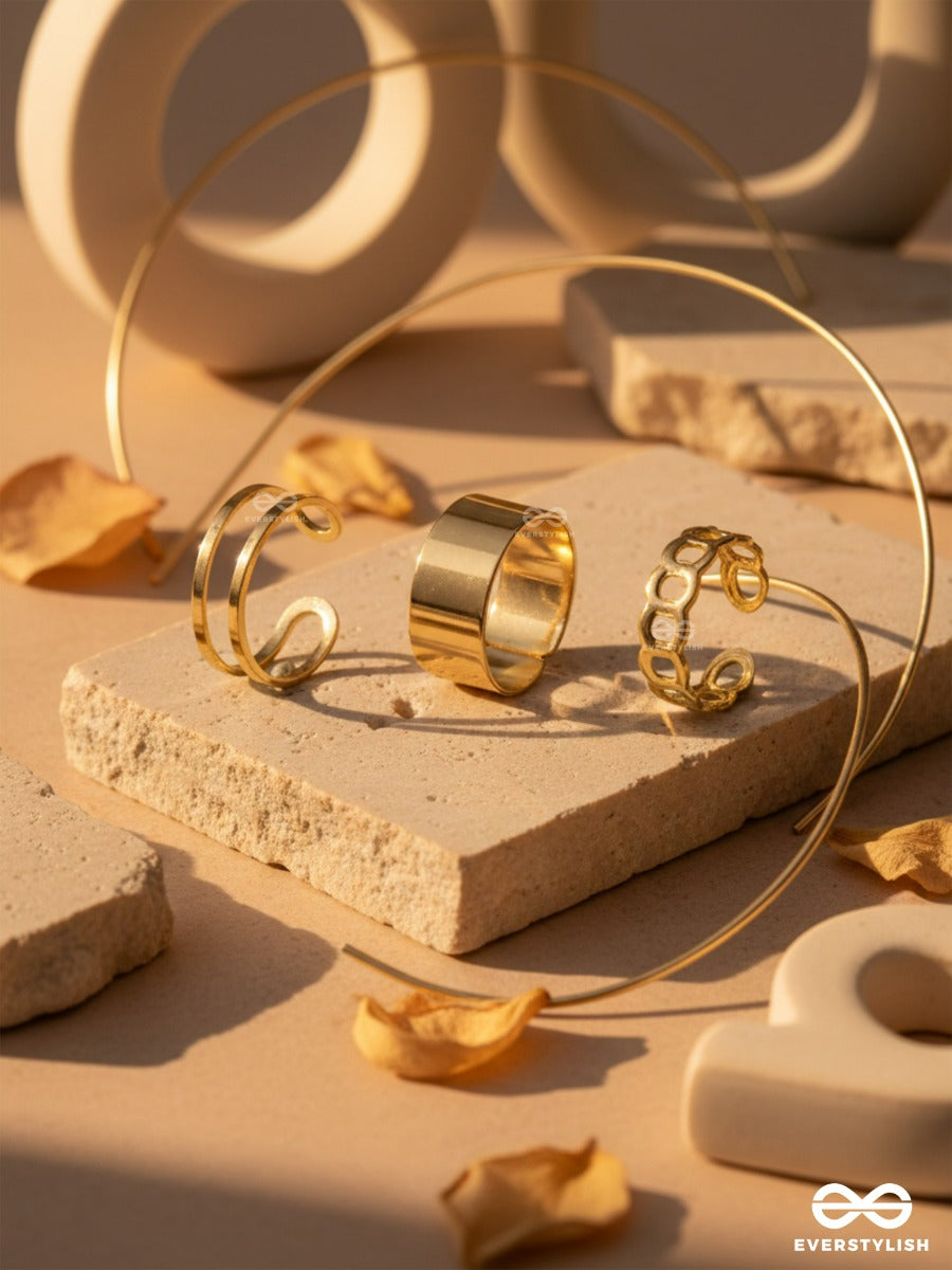 Gold Contrast - Modern Ring Set