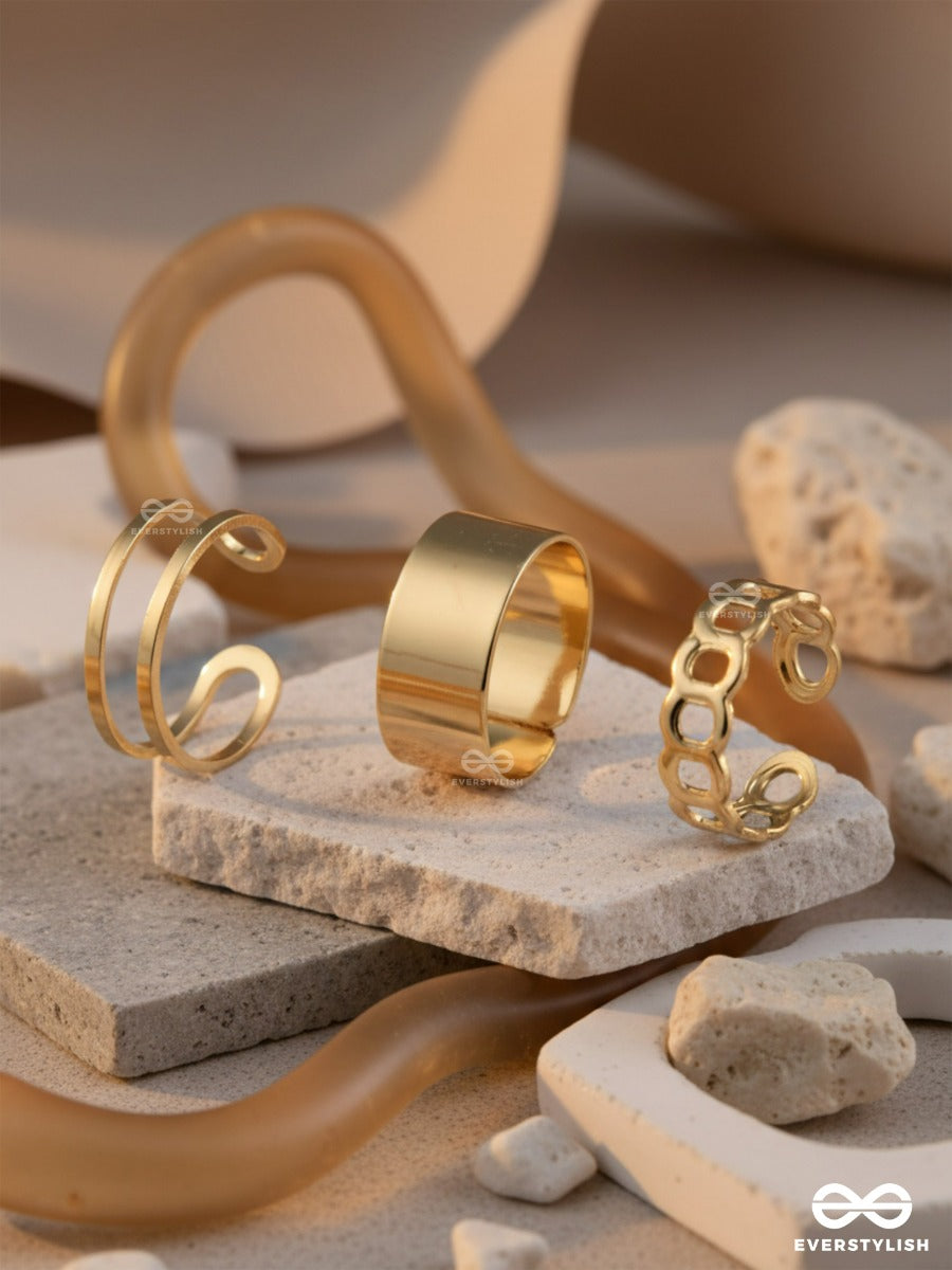 Gold Contrast - Modern Ring Set