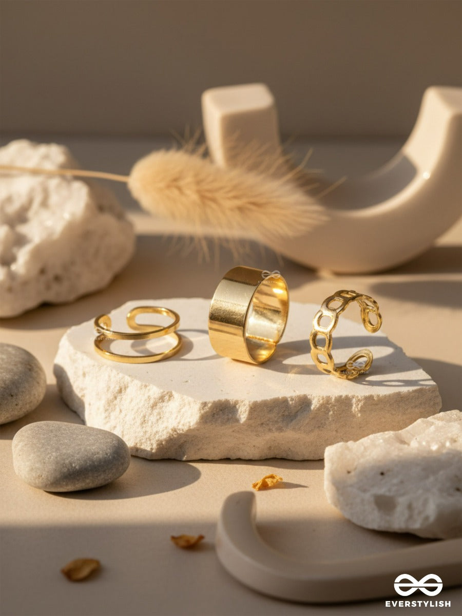 Gold Contrast - Modern Ring Set