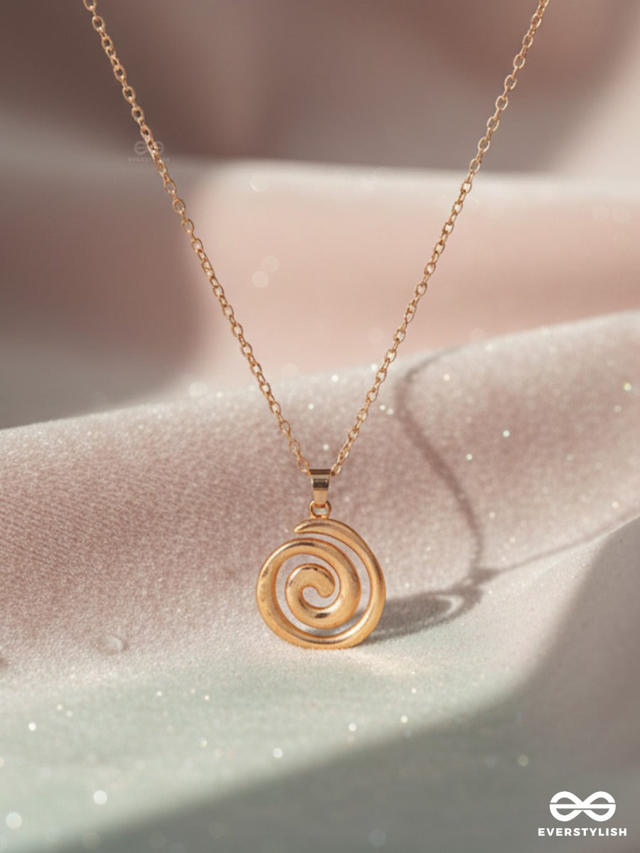Golden Whirl - Elegant Swirl Charm Necklace