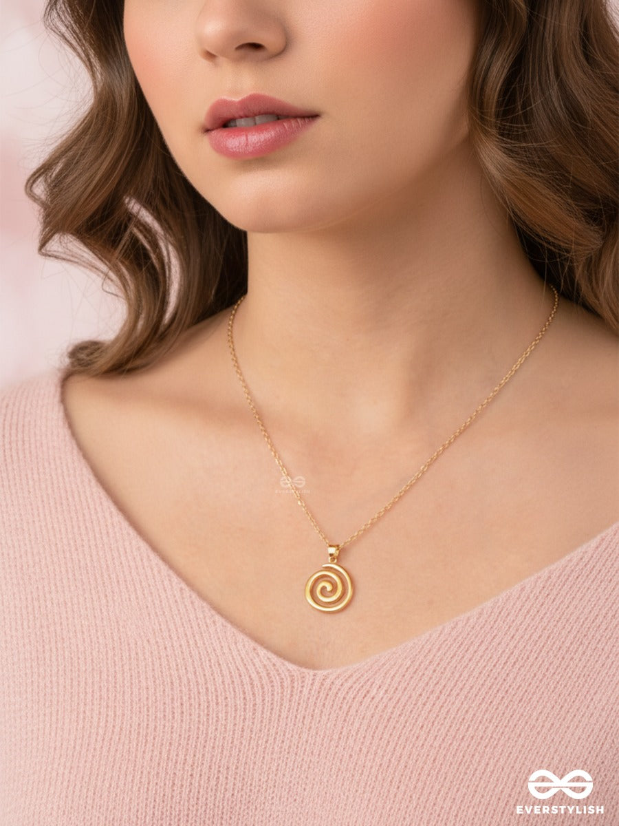Golden Whirl - Elegant Swirl Charm Necklace