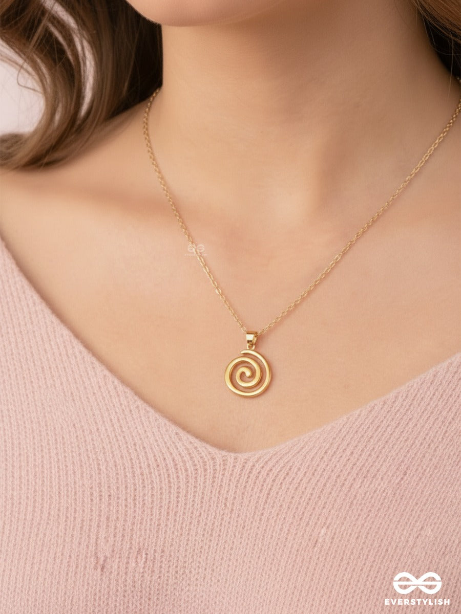 Golden Whirl - Elegant Swirl Charm Necklace