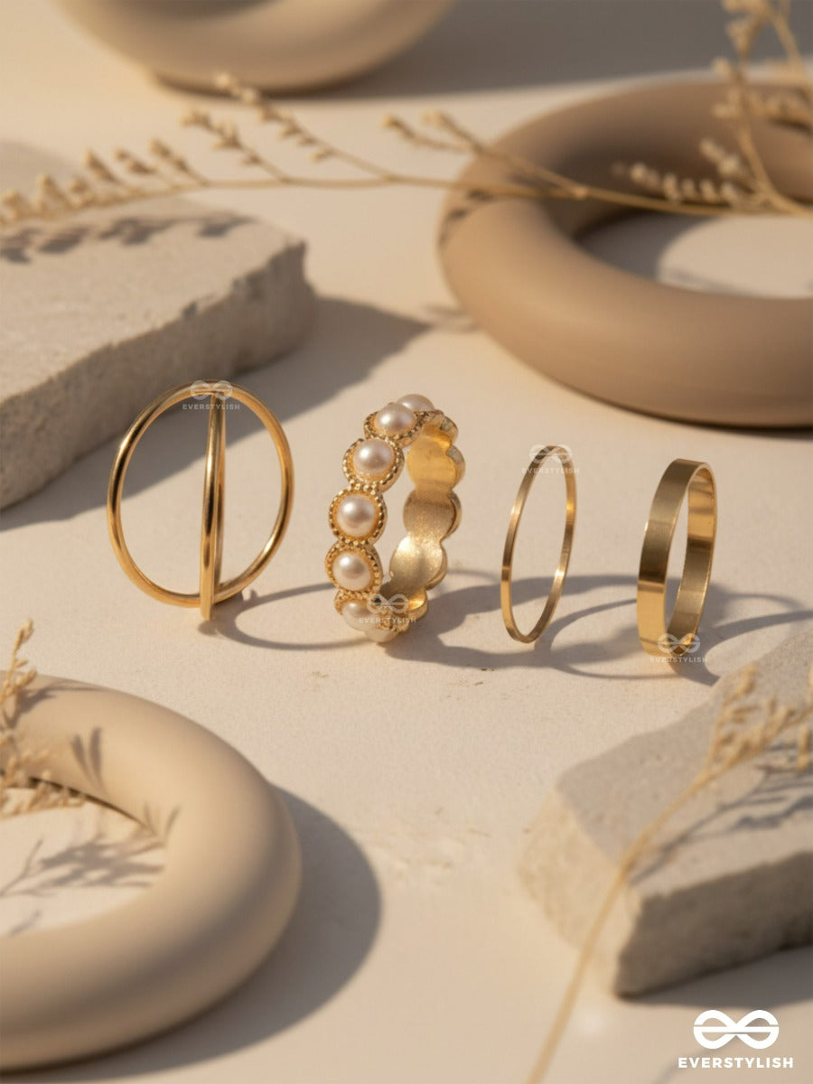 Pretty Lines - Gold Ring Set
