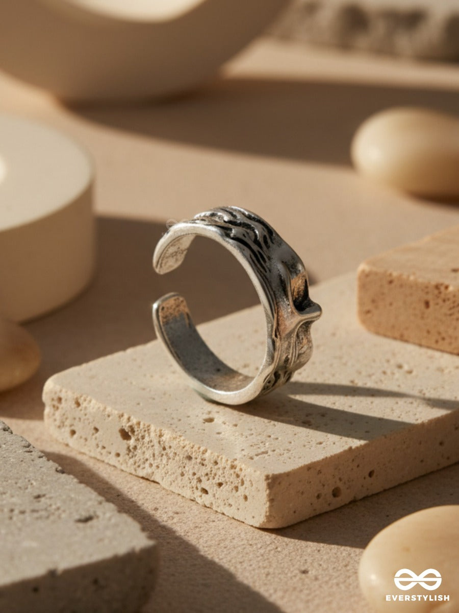 Silver Relief - Sculptural Cuff Ring