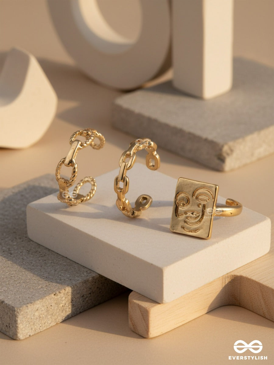 Mismatch Magic - Gold Ring Set