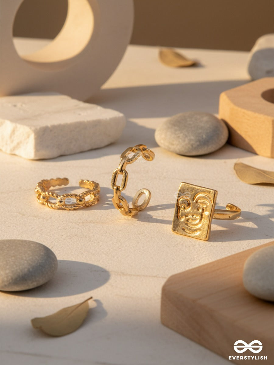 Mismatch Magic - Gold Ring Set