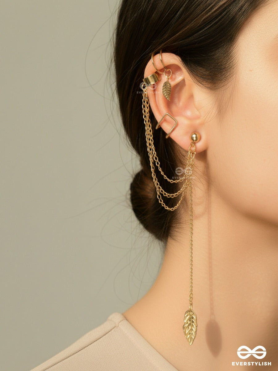 Terra Whisper - Asymmetric Golden Earcuff Set