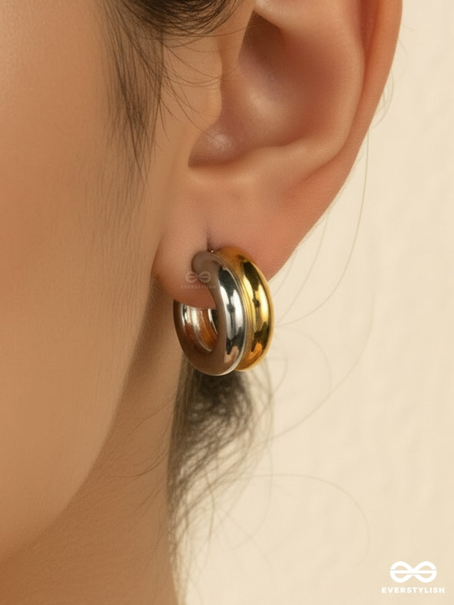 Twin Rims - Two-Tone Hoop Earrings