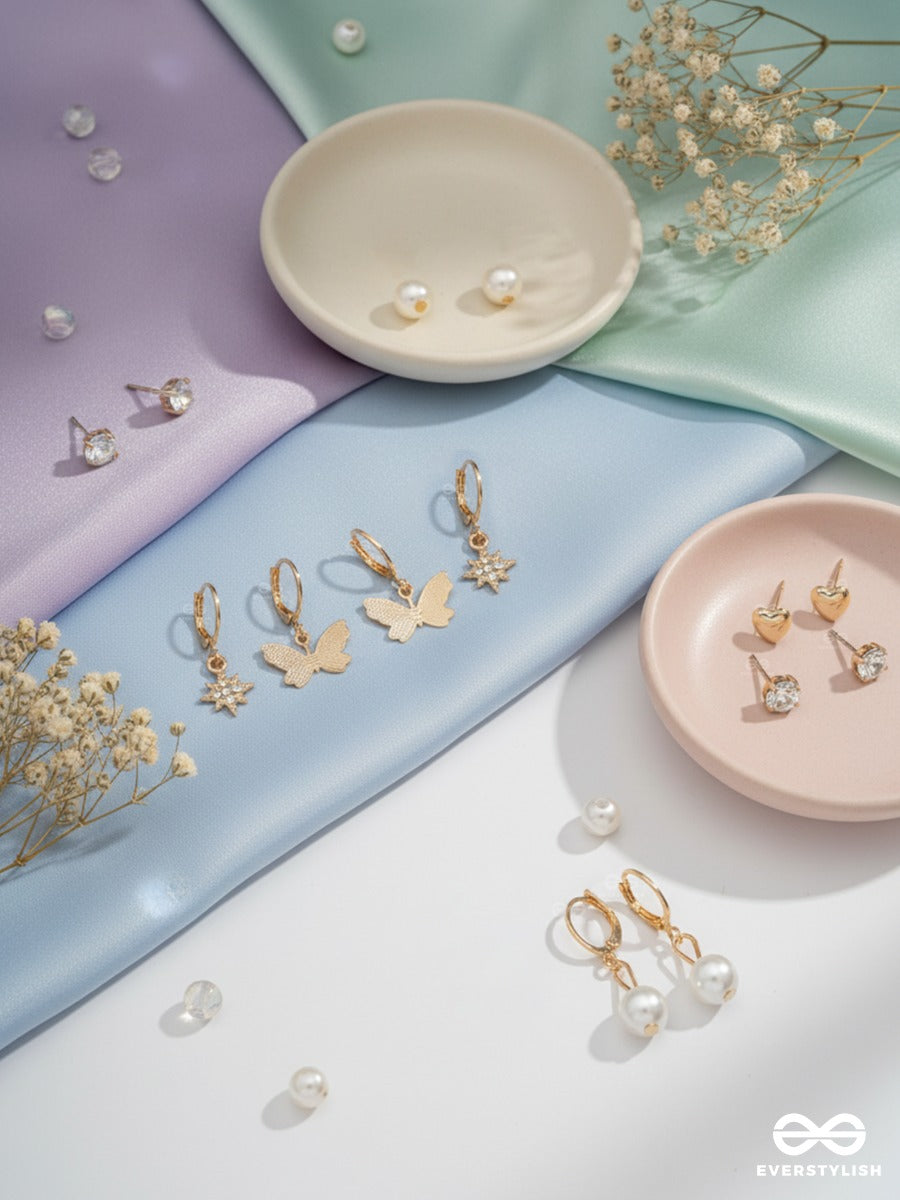 Sweet Details - Heart, Pearl & Motif Earring Set