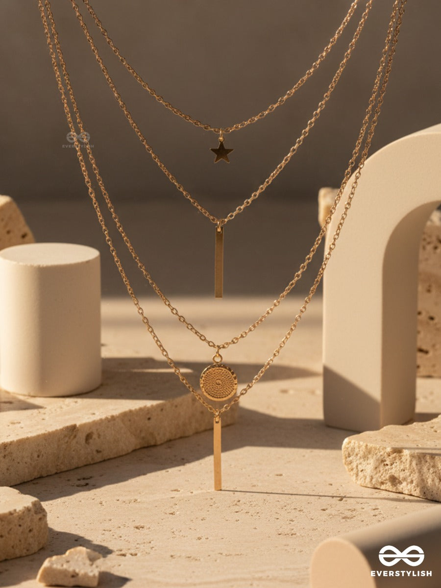 Moonpath Fall - Soft Celestial Layered Statement Necklace