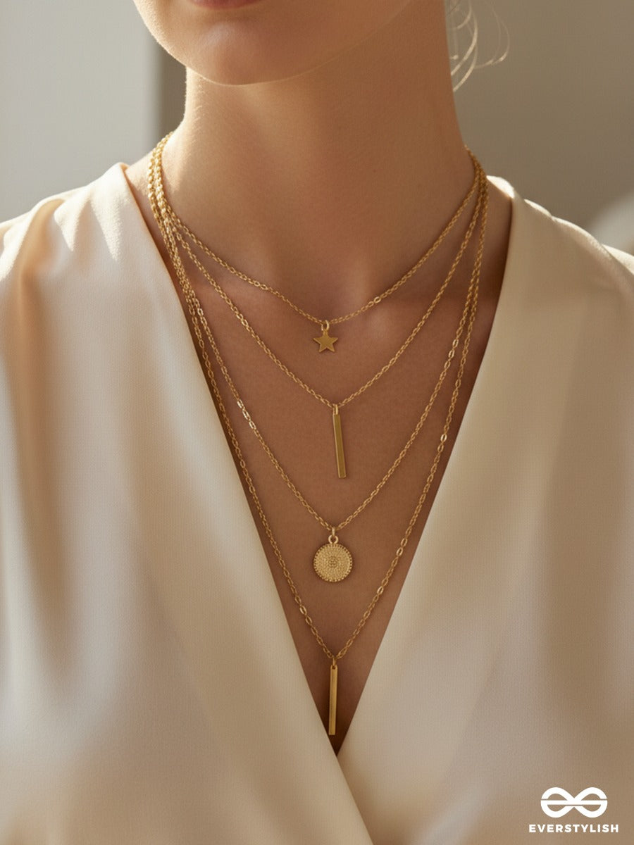 Moonpath Fall - Soft Celestial Layered Statement Necklace