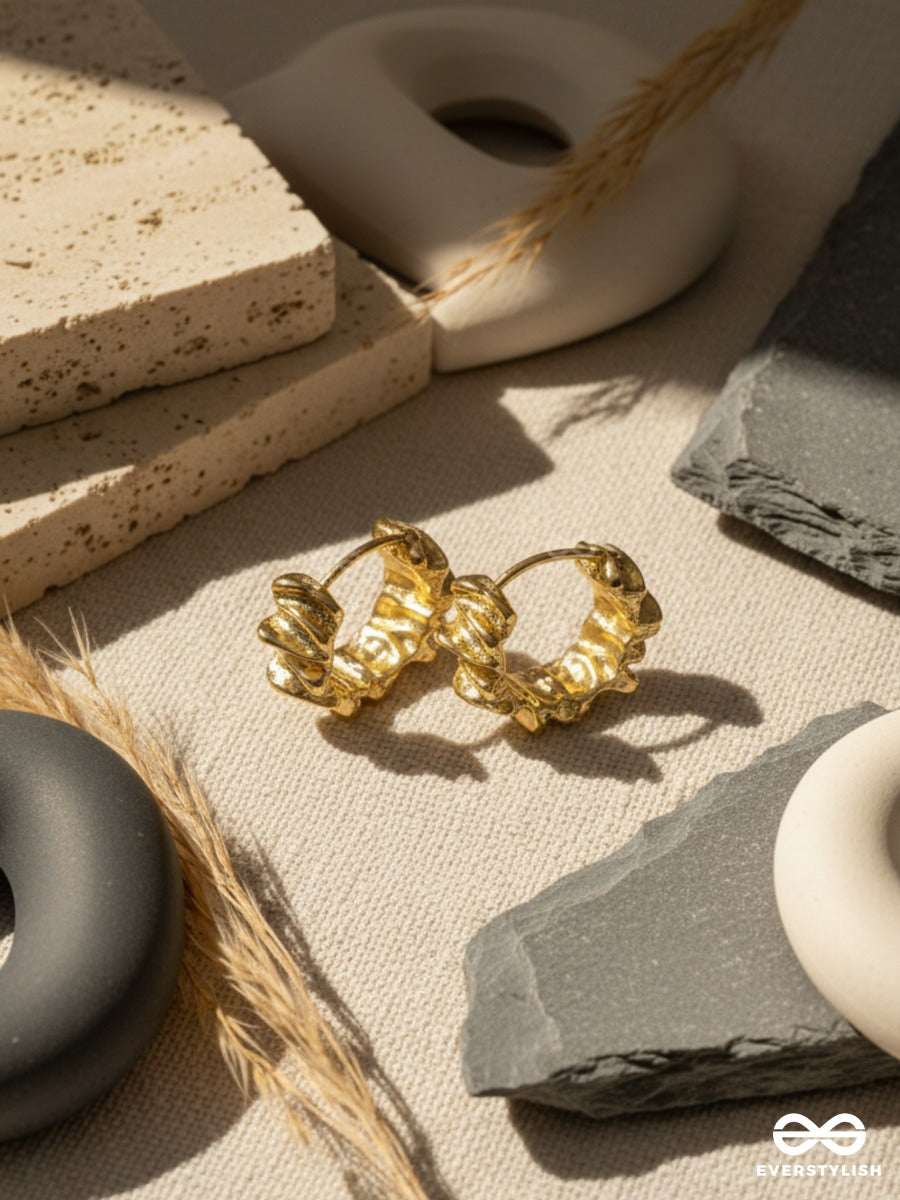 Ripple Edge - Sculpted Golden Hoop Earrings