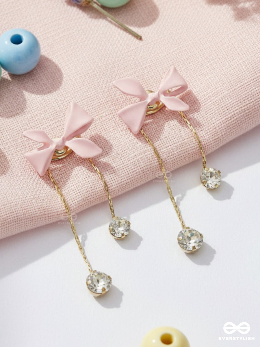 Sweet Tie - Blush Bow Dangle Earrings